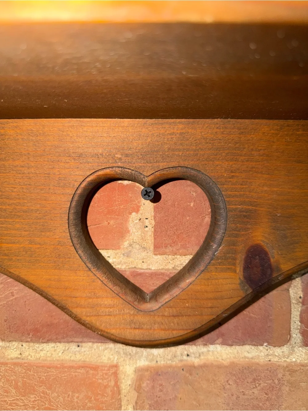 Heart Cutout Wooden Wall Shelf in Brown - Classic Rustic Farmhouse Coat Hanger